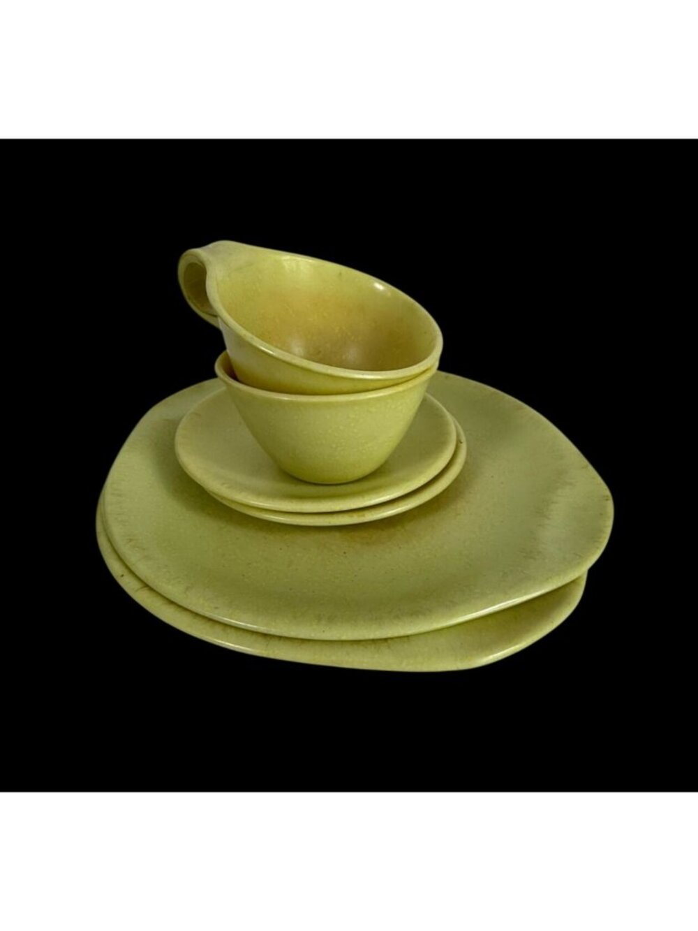 VTG Russel Wright Residential Lime Green Chartreuse Melamine Lot Plates Cups MCM